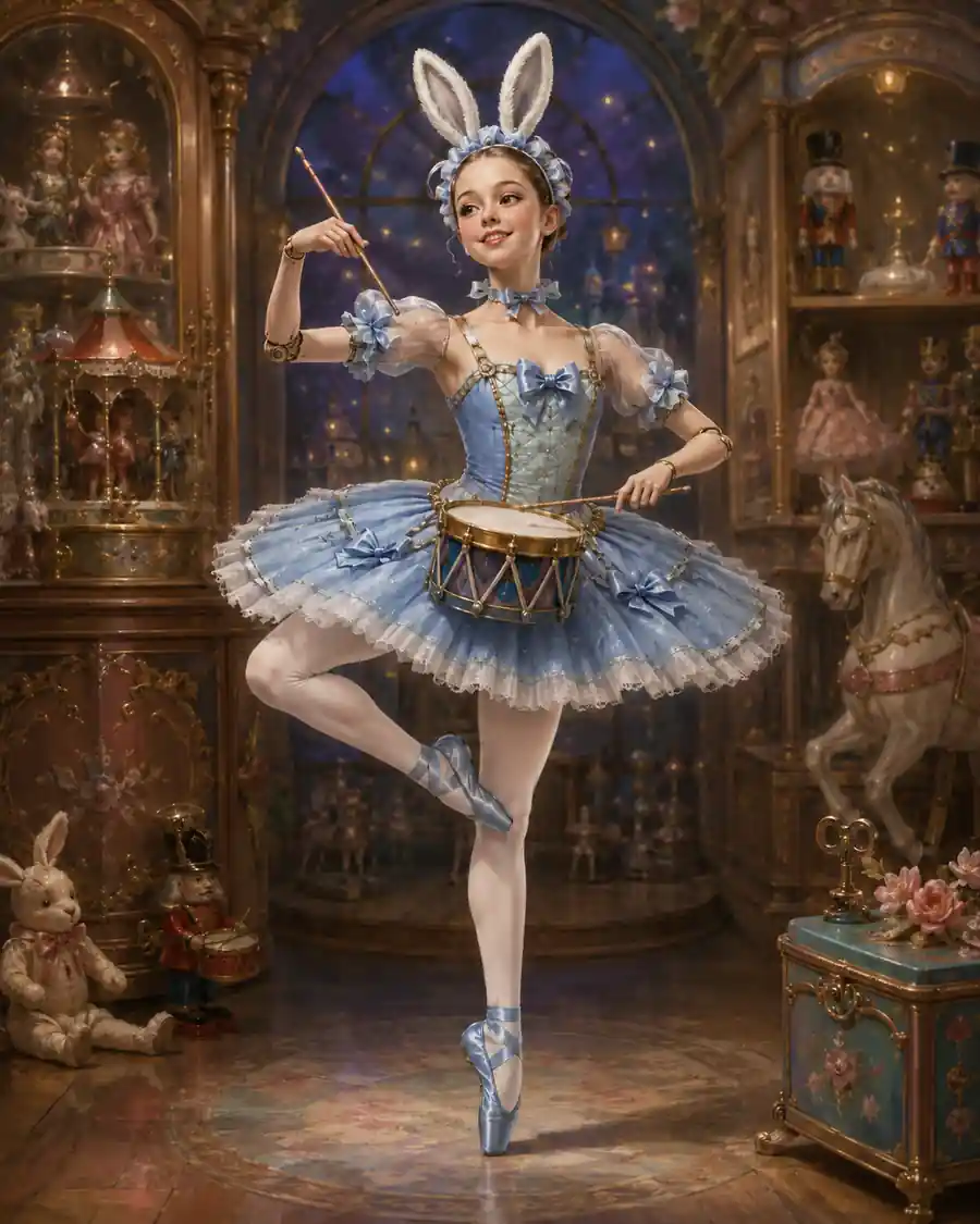 Drummer Bunny ballet variation illustration