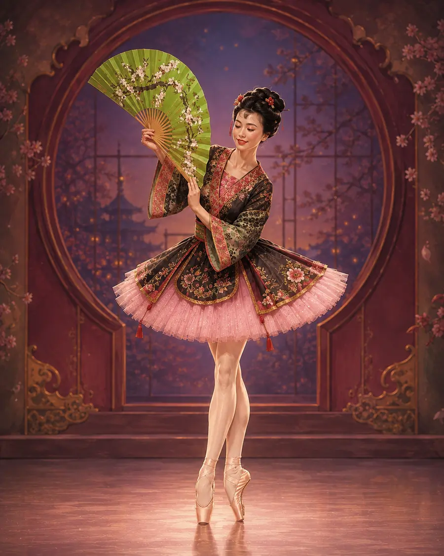Japanese Doll ballet variation illustration