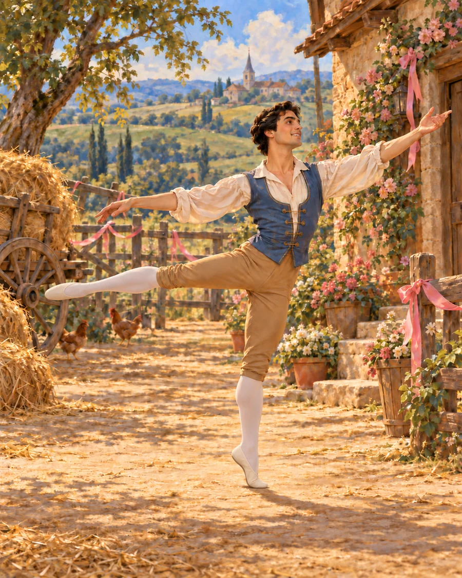 Colas · Act II Variation — Hertel/Gorsky tradition ballet variation illustration