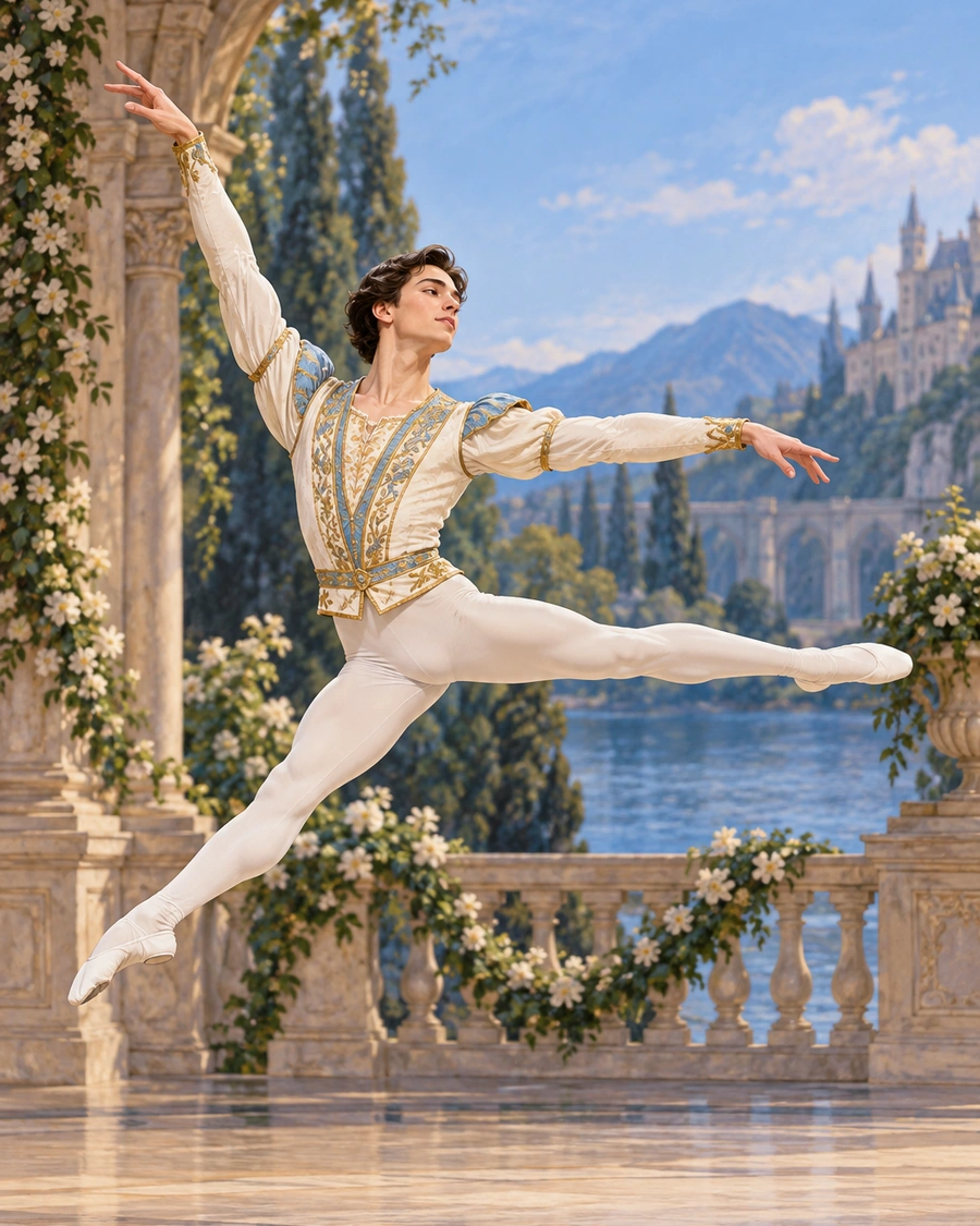 Pas de Trois · Male Variation ballet variation illustration